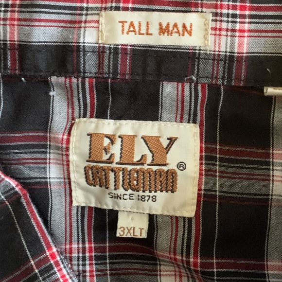 Ely Cattleman Western Shirt Tall Mens XXXL Plaid Pearl Snap Cowboy Rodeo Punk - Picture 11 of 14